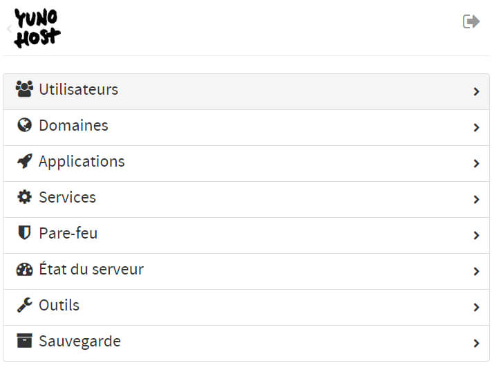 yunohost - interface d'administration 02