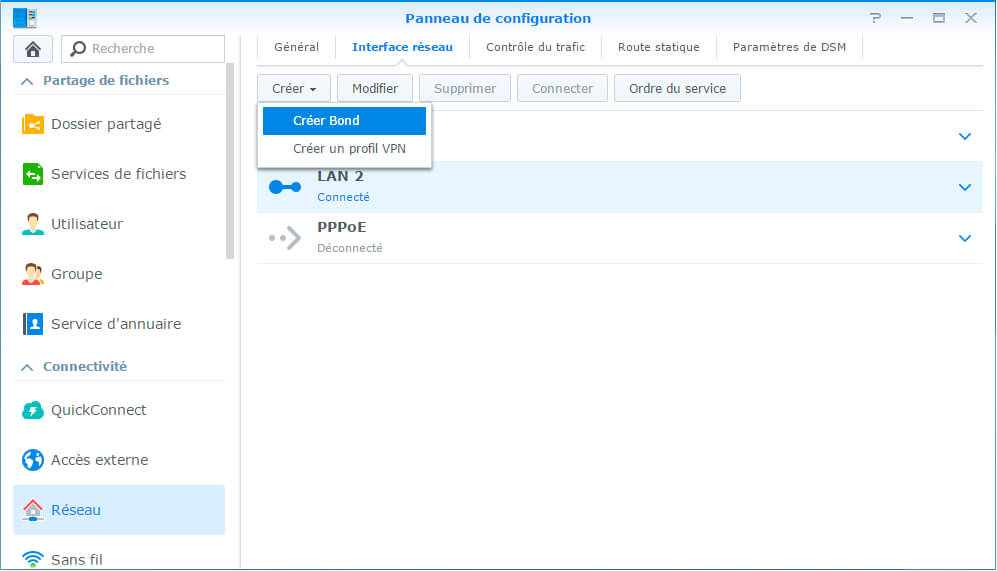 Configurer et tester l'agrégation de liens sur un Synology