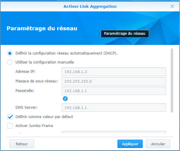 Configurer et tester l'agrégation de liens sur un Synology