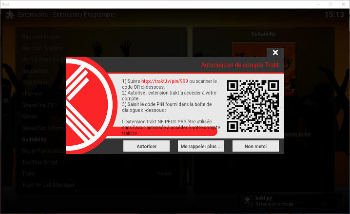 Paramétrer Trakt sur Kodi