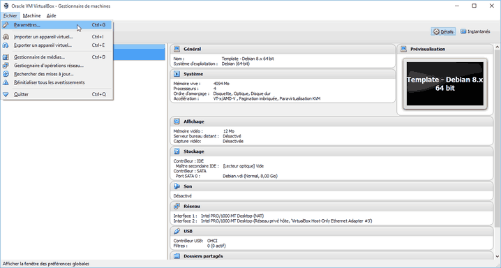 Créer des templates de VM sous Virtualbox