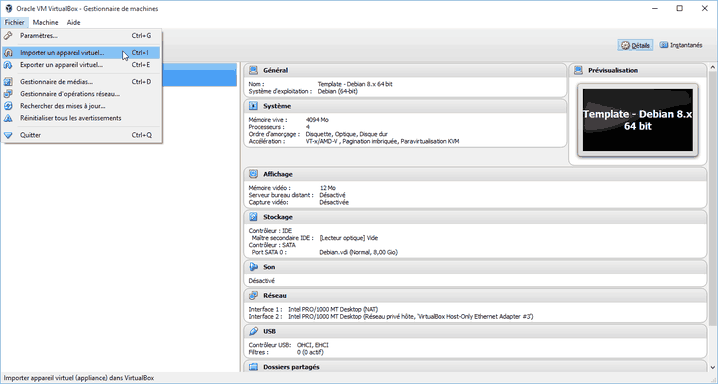 Créer des templates de VM sous Virtualbox