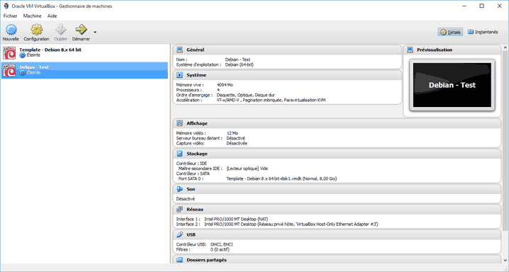 Créer des templates de VM sous Virtualbox